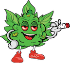 Dudley Bud logo. Green marijuana bud smoking a joint. #DudleyBud #Dudley420 #DudleyBase.